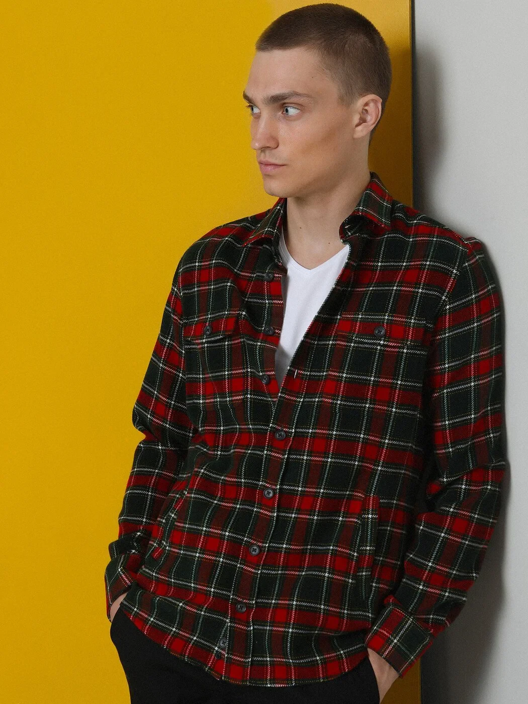 Red Checkered Regular Fit Weaving Casual Shirt - 1