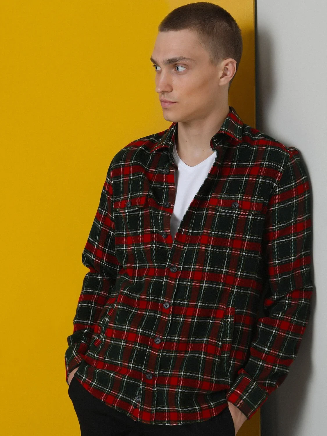 Red Checkered Regular Fit Weaving Casual Shirt - 1