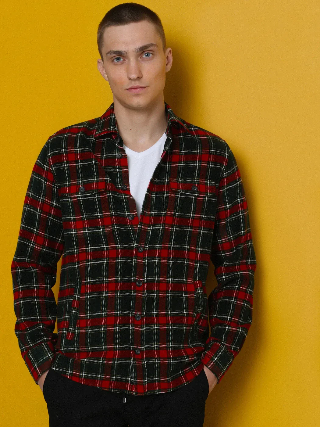 Red Checkered Regular Fit Weaving Casual Shirt - 4