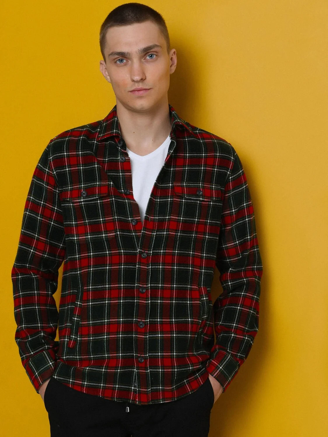 Red Checkered Regular Fit Weaving Casual Shirt - 4