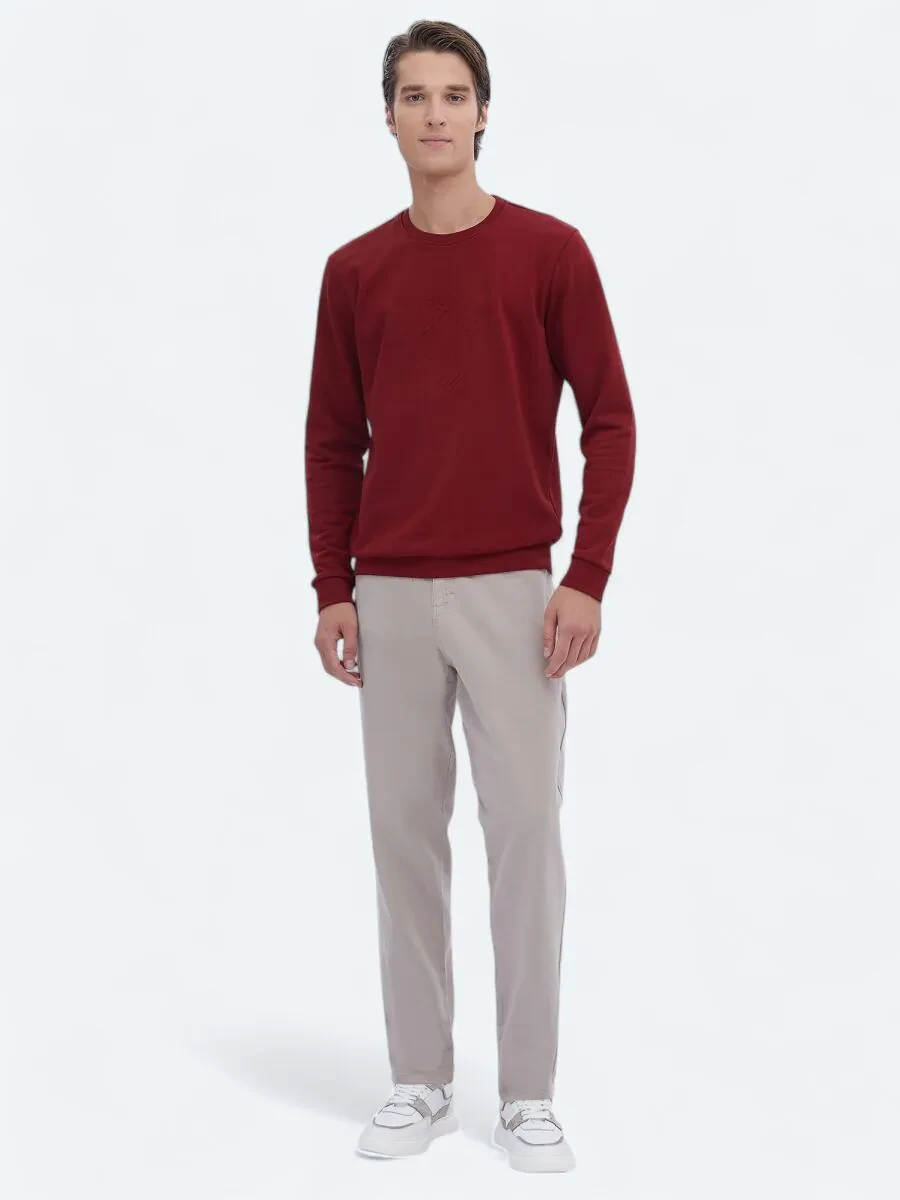 Red Crew Neck Printed Sweatshirt - 2