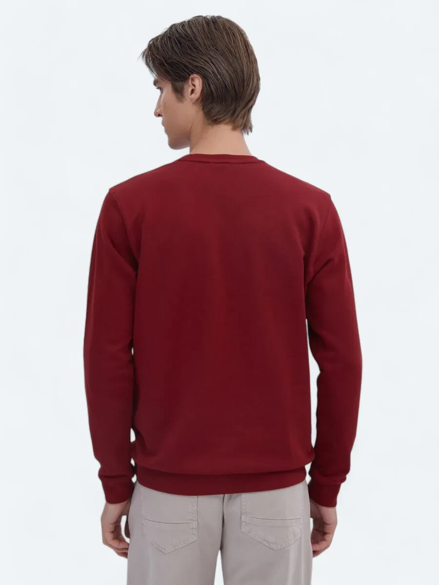 Red Crew Neck Printed Sweatshirt - 6