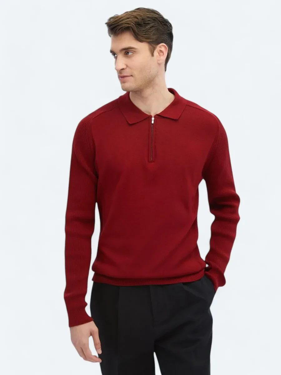 Red Knitwear Sweatshirt - 1