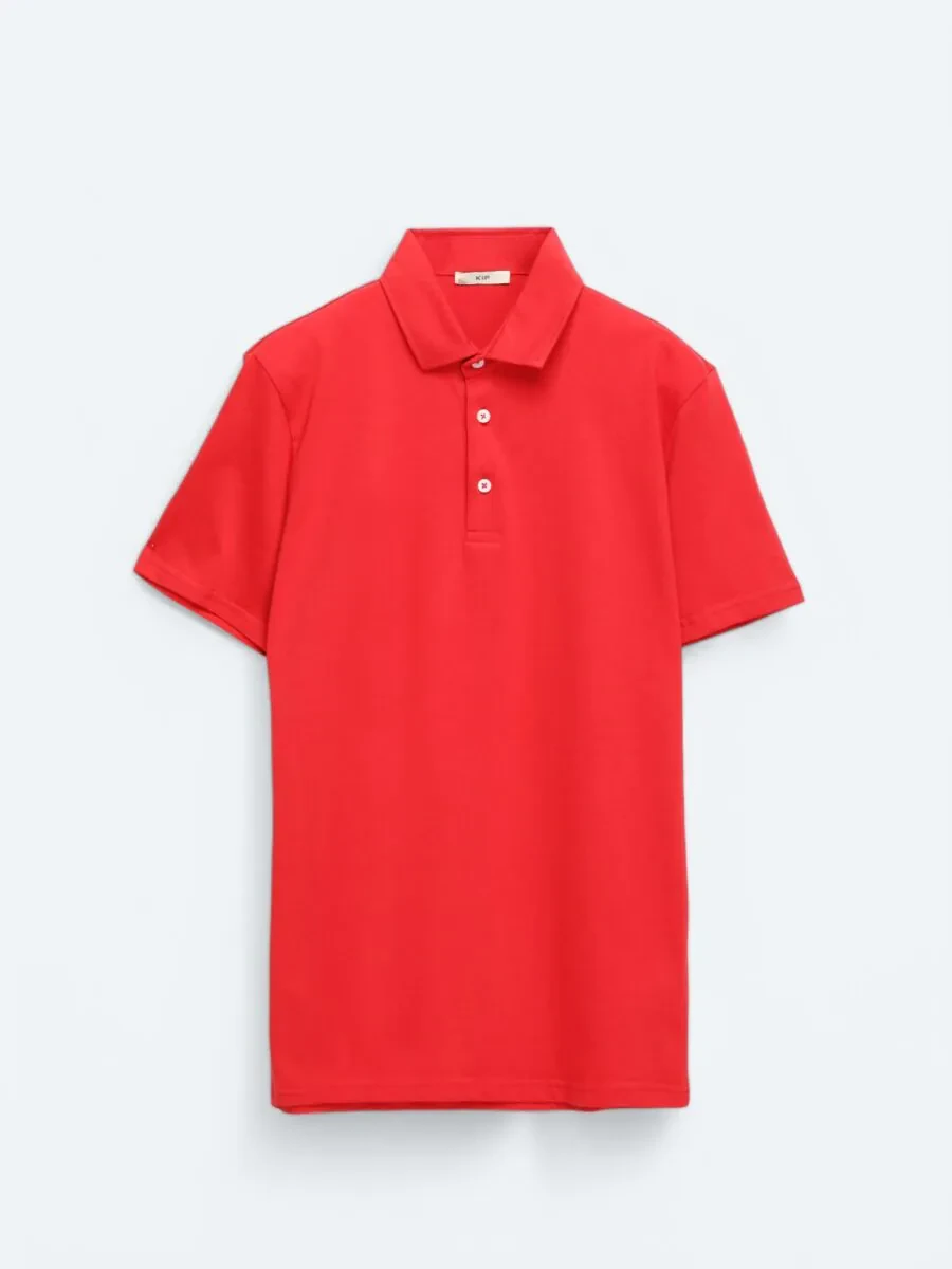 Red Plain Polo Neck 100% Cotton T-Shirt - 7