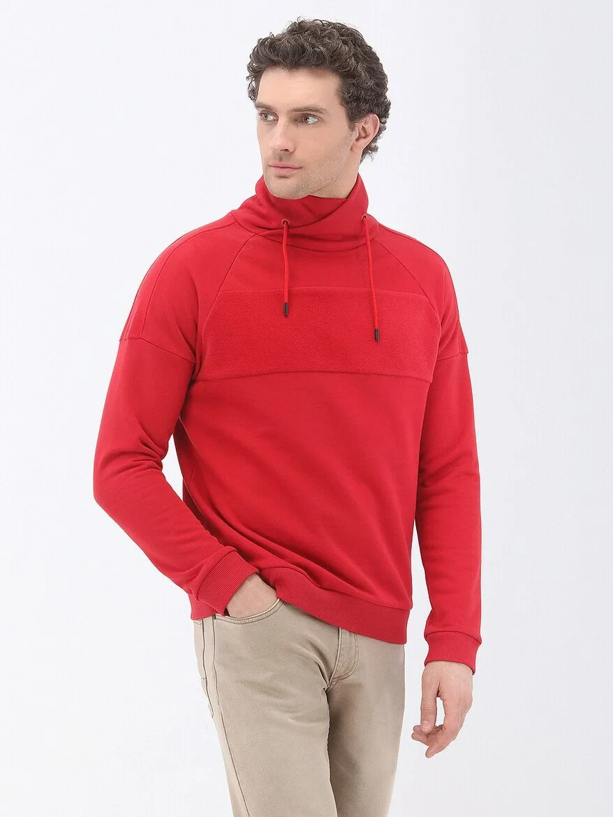 Red Turtleneck Sweatshirt - 1