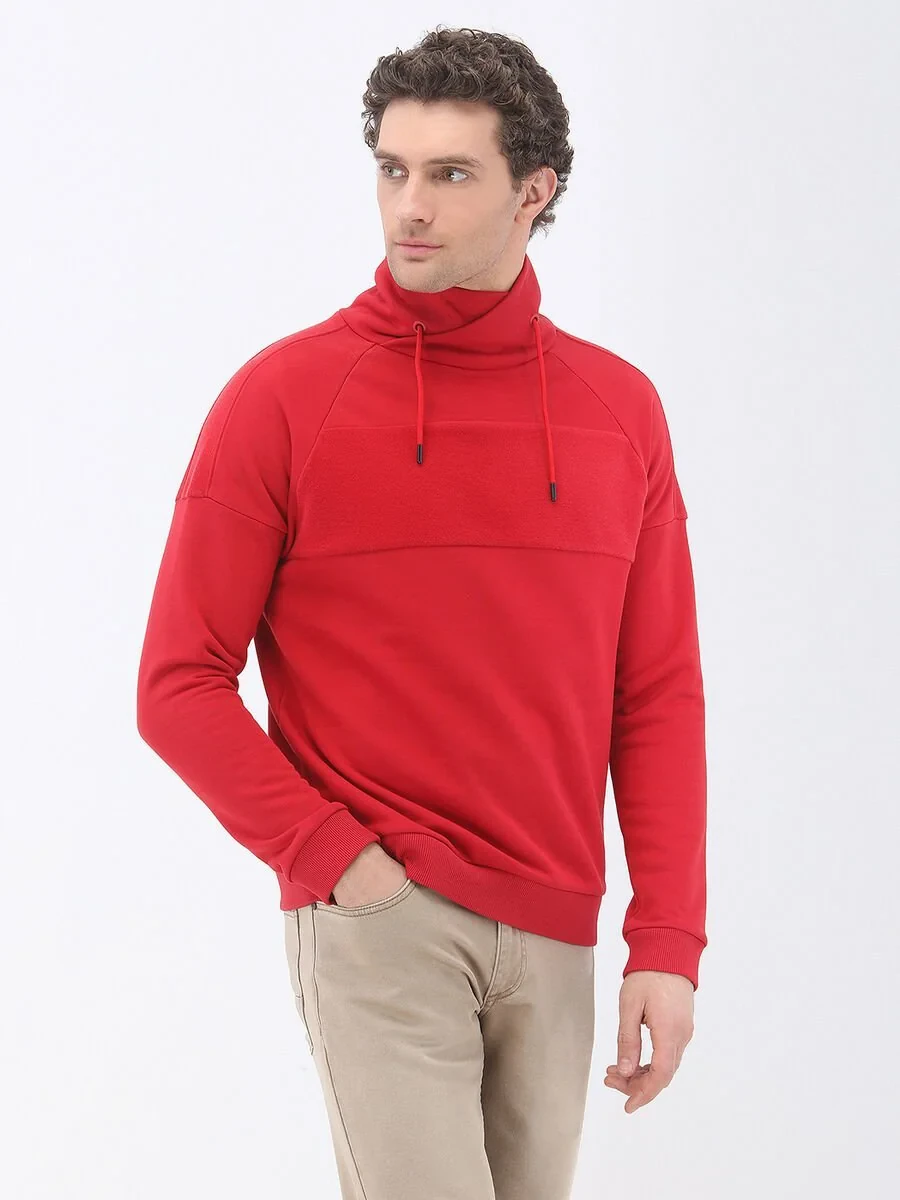 Red Turtleneck Sweatshirt - 1