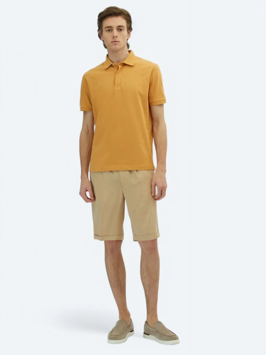 Saffron Plain Polo Neck 100% Cotton T-Shirt - 2