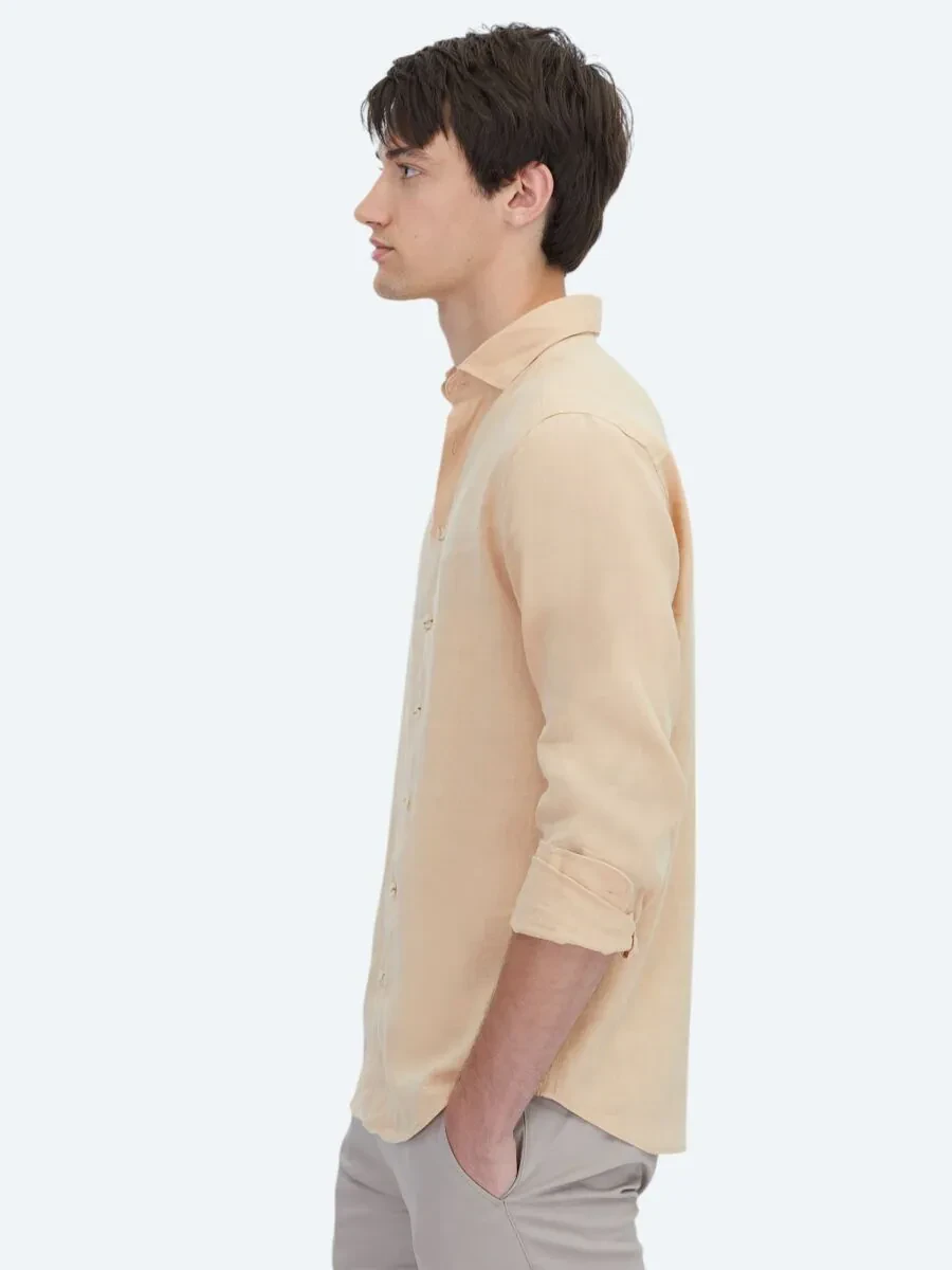 Saffron Plain Weaving Casual Cotton Blended Shirt - 4