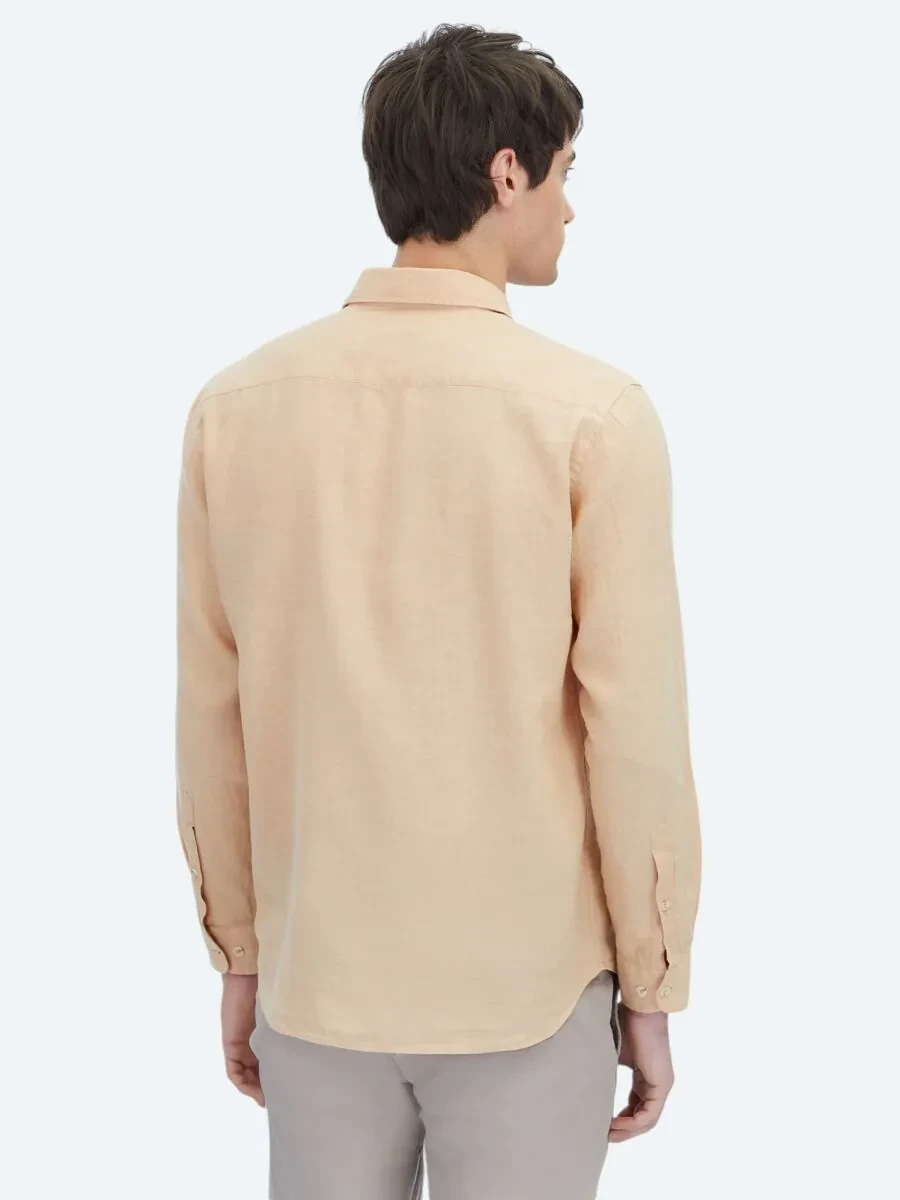 Saffron Plain Weaving Casual Cotton Blended Shirt - 5