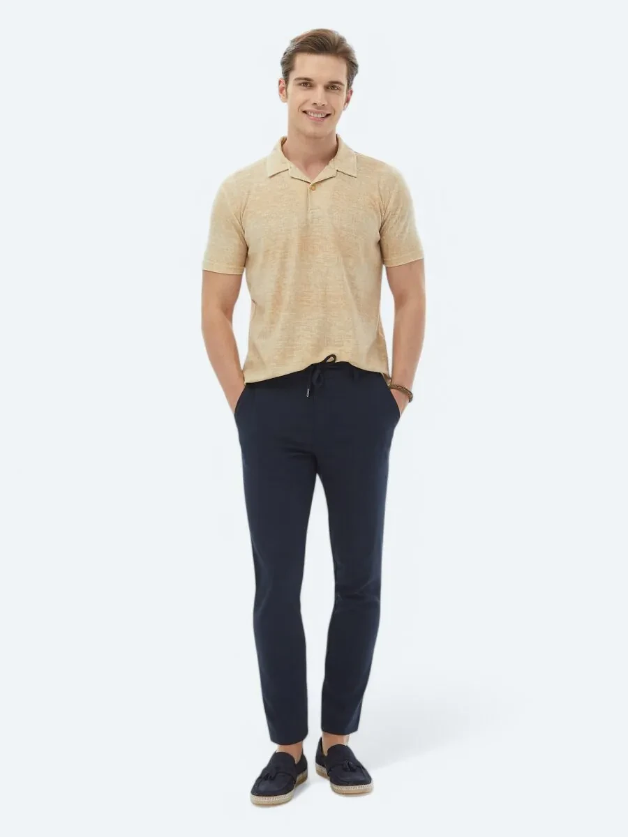 Saffron Printed Cuban Collar Cotton Blended T-Shirt - 2