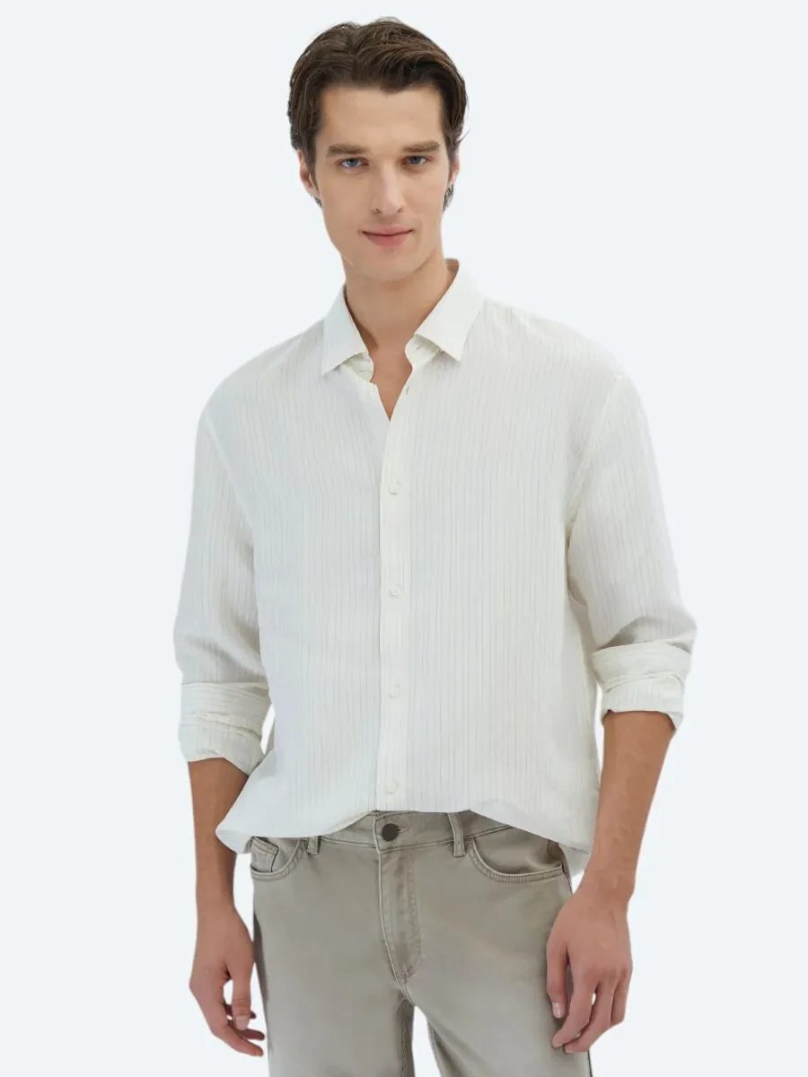 Saffron Striped Oversize Fit Weaving Casual Shirt - 1