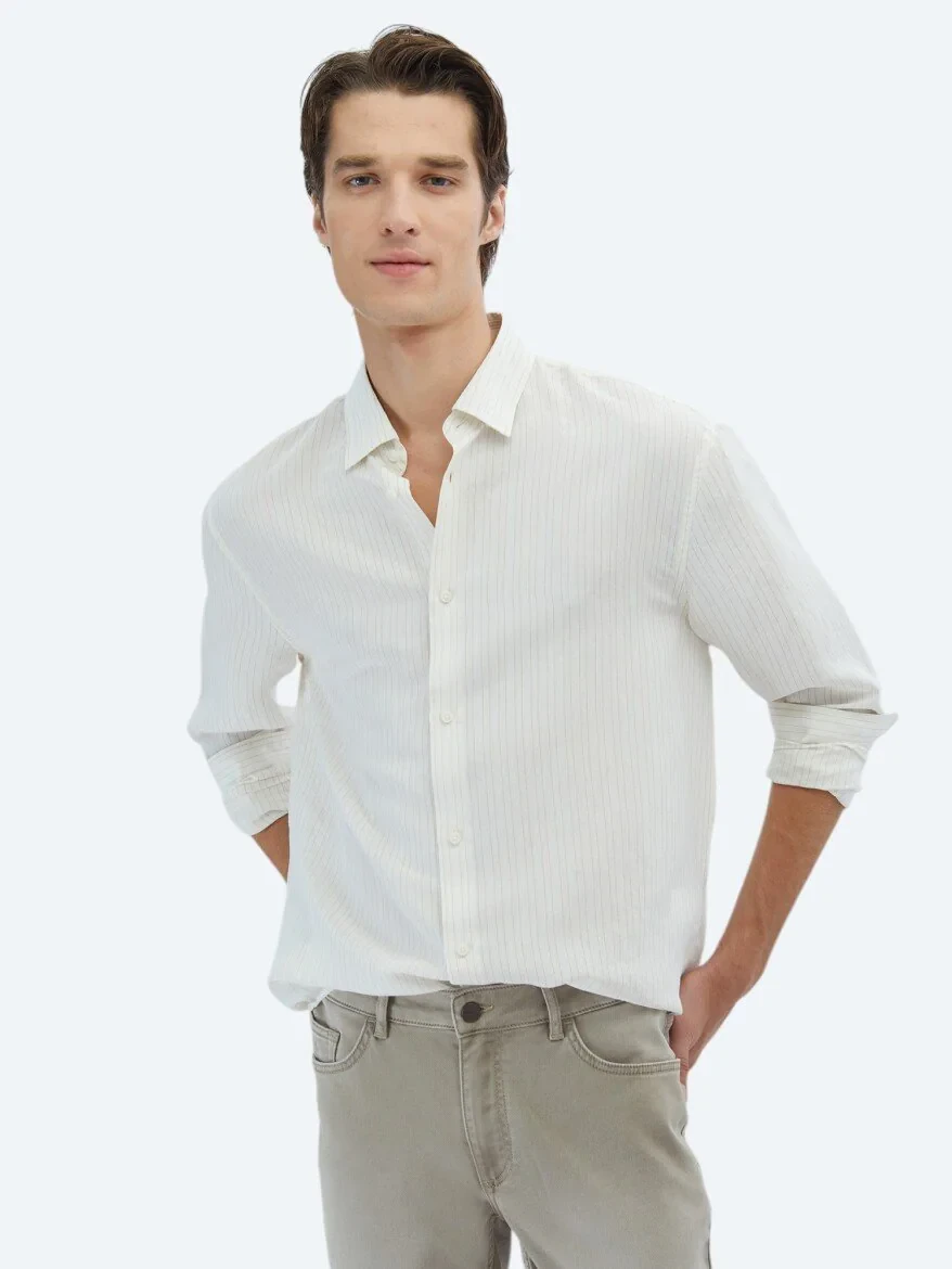 Saffron Striped Oversize Fit Weaving Casual Shirt - 3