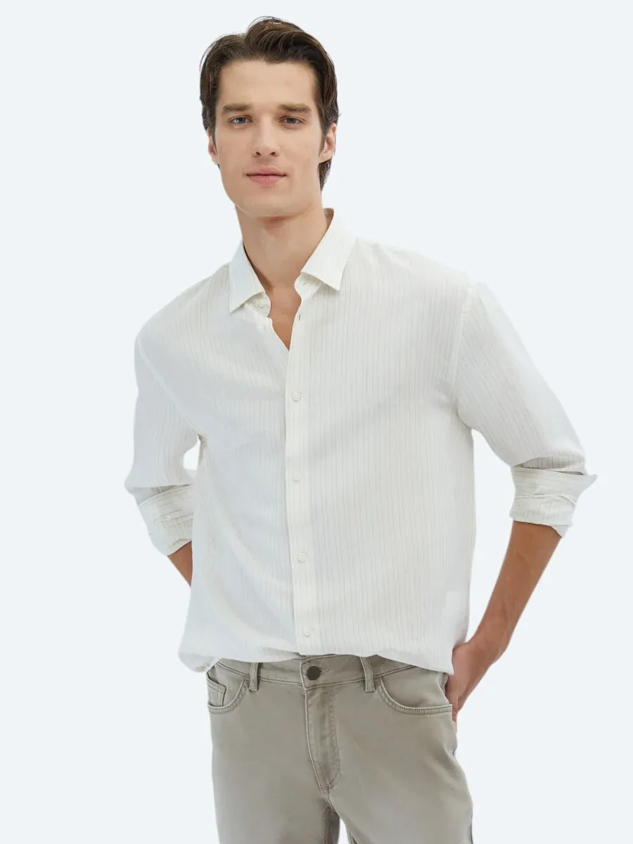 Saffron Striped Oversize Fit Weaving Casual Shirt - 3