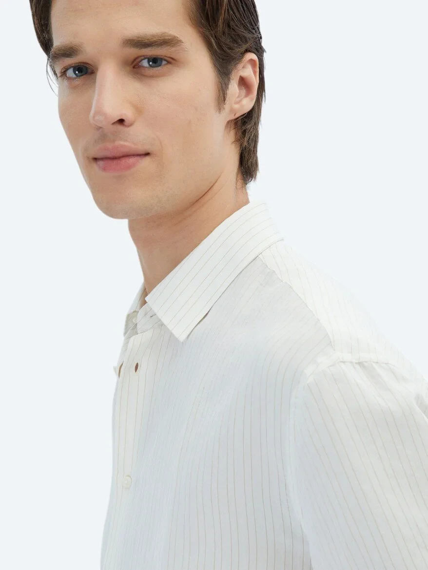 Saffron Striped Oversize Fit Weaving Casual Shirt - 4