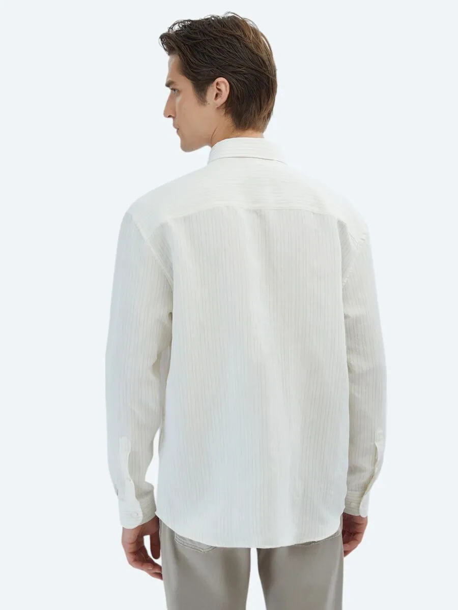 Saffron Striped Oversize Fit Weaving Casual Shirt - 5