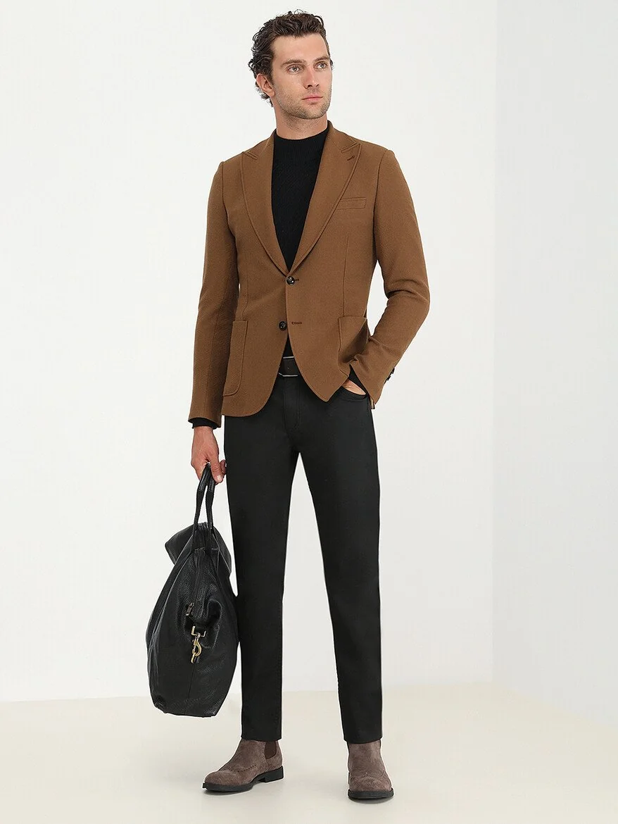 Safran Desenli Slim Fit Ceket - 2