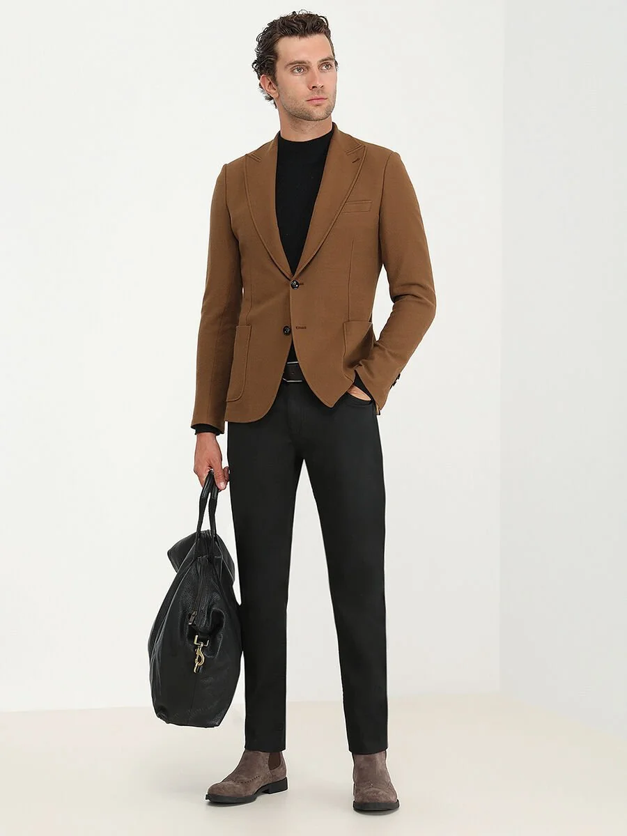 Safran Desenli Slim Fit Ceket - 2