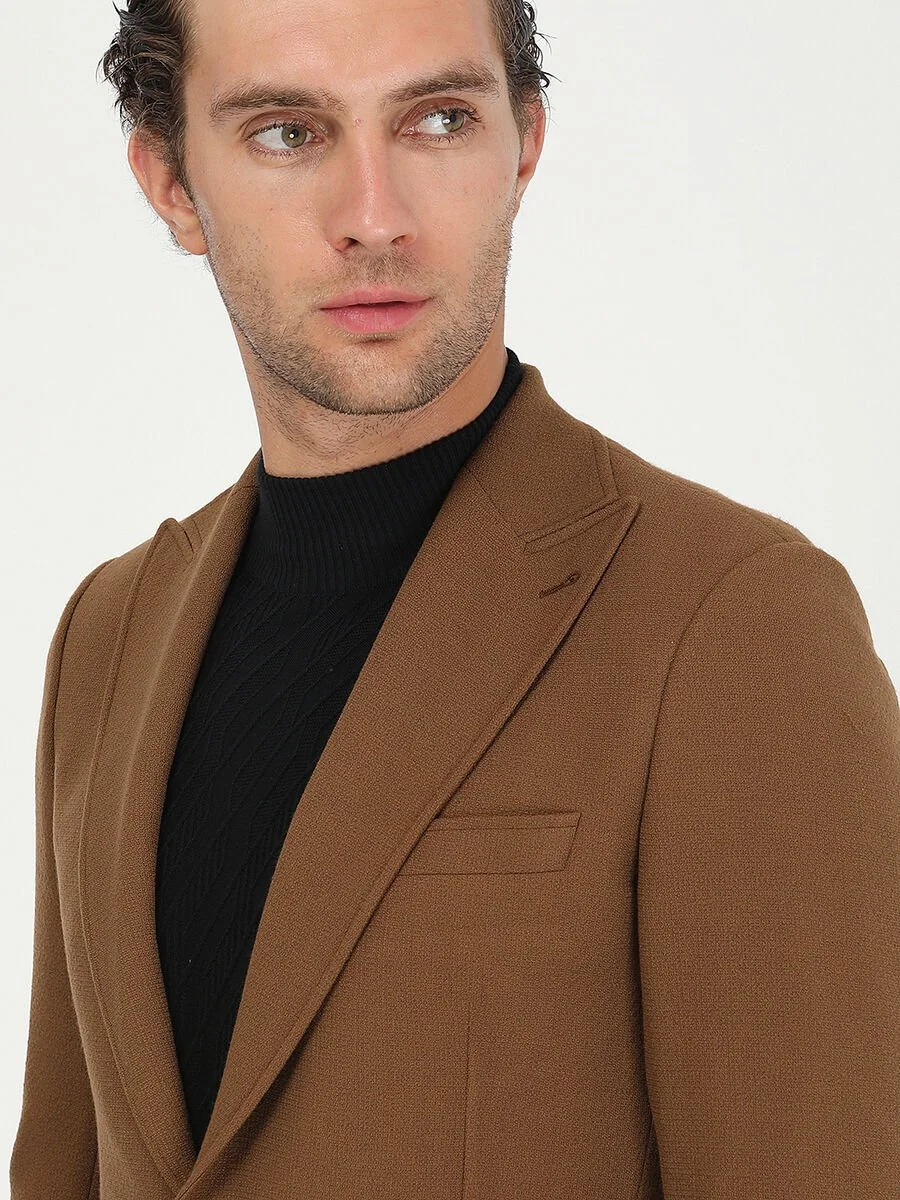 Safran Desenli Slim Fit Ceket - 3