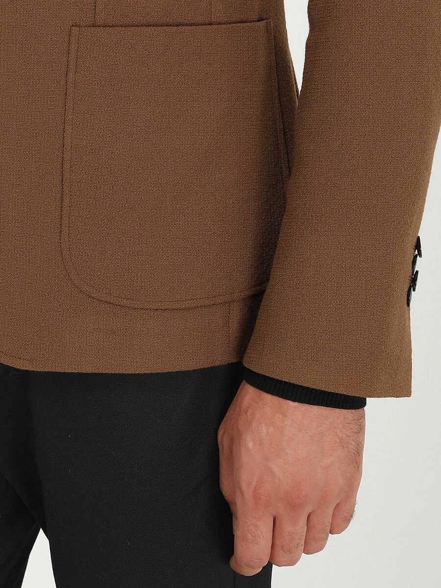 Safran Desenli Slim Fit Ceket - 4