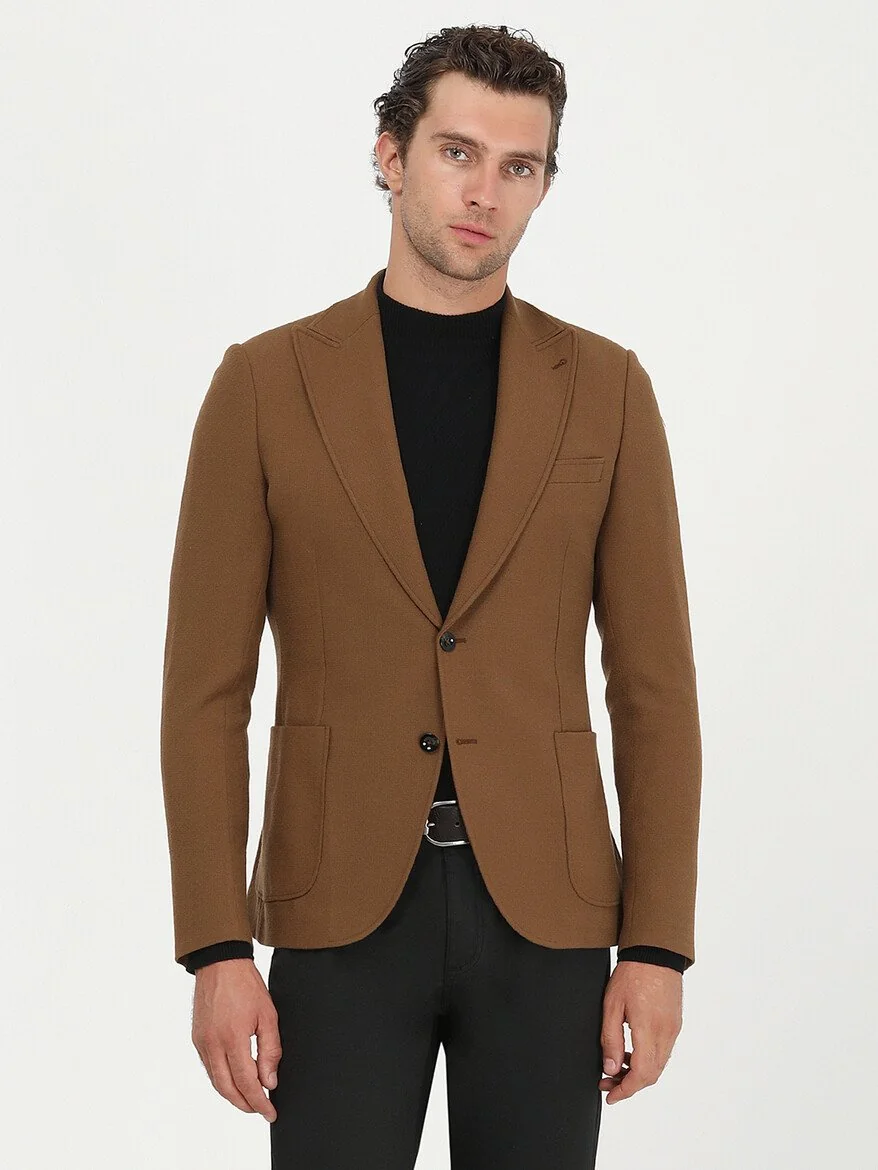 Safran Desenli Slim Fit Ceket - 6