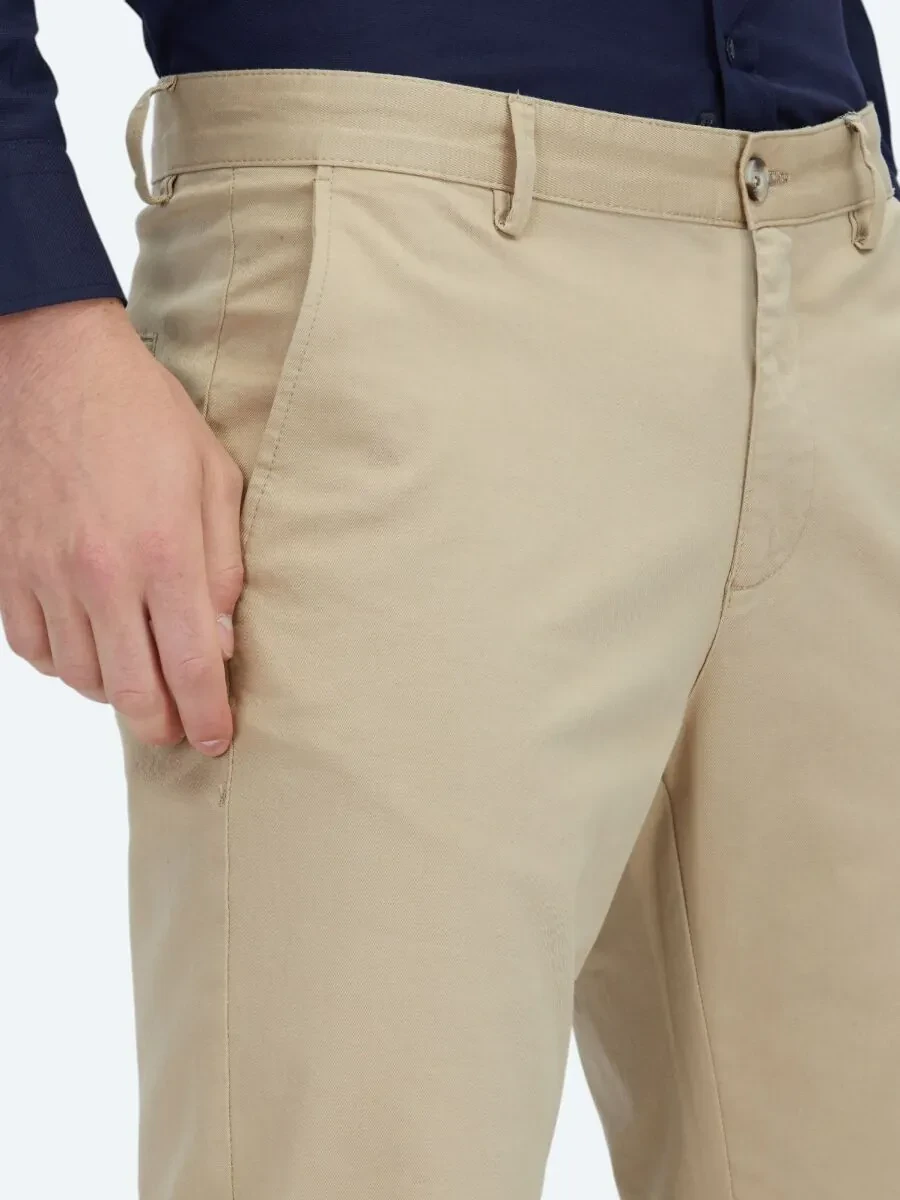 Safran Düz Dokuma Regular Fit Casual Pamuk Karışımlı Pantolon - 3