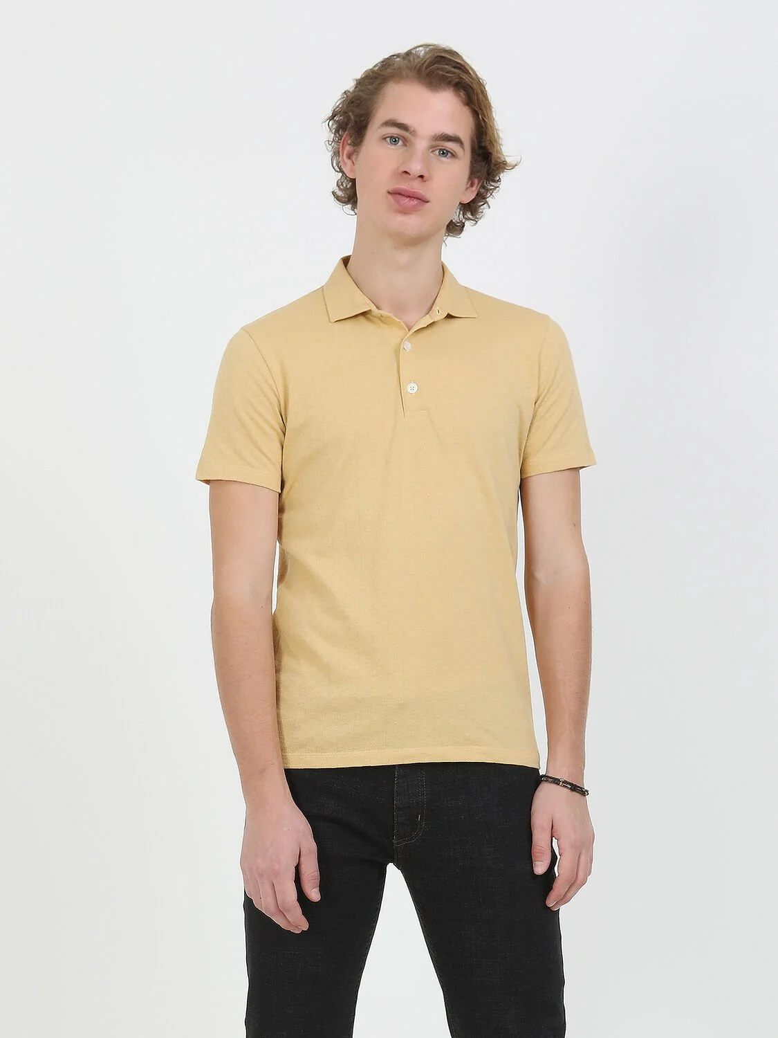 Safran Jakarlı Polo Yaka %100 Pamuk T-Shirt - 2