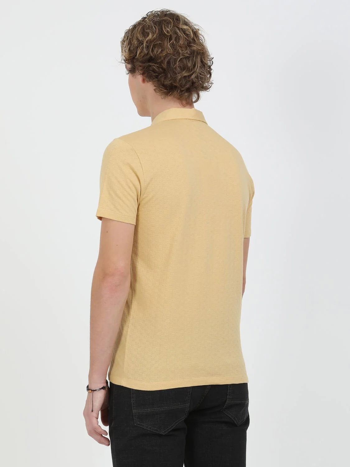 Safran Jakarlı Polo Yaka %100 Pamuk T-Shirt - 5