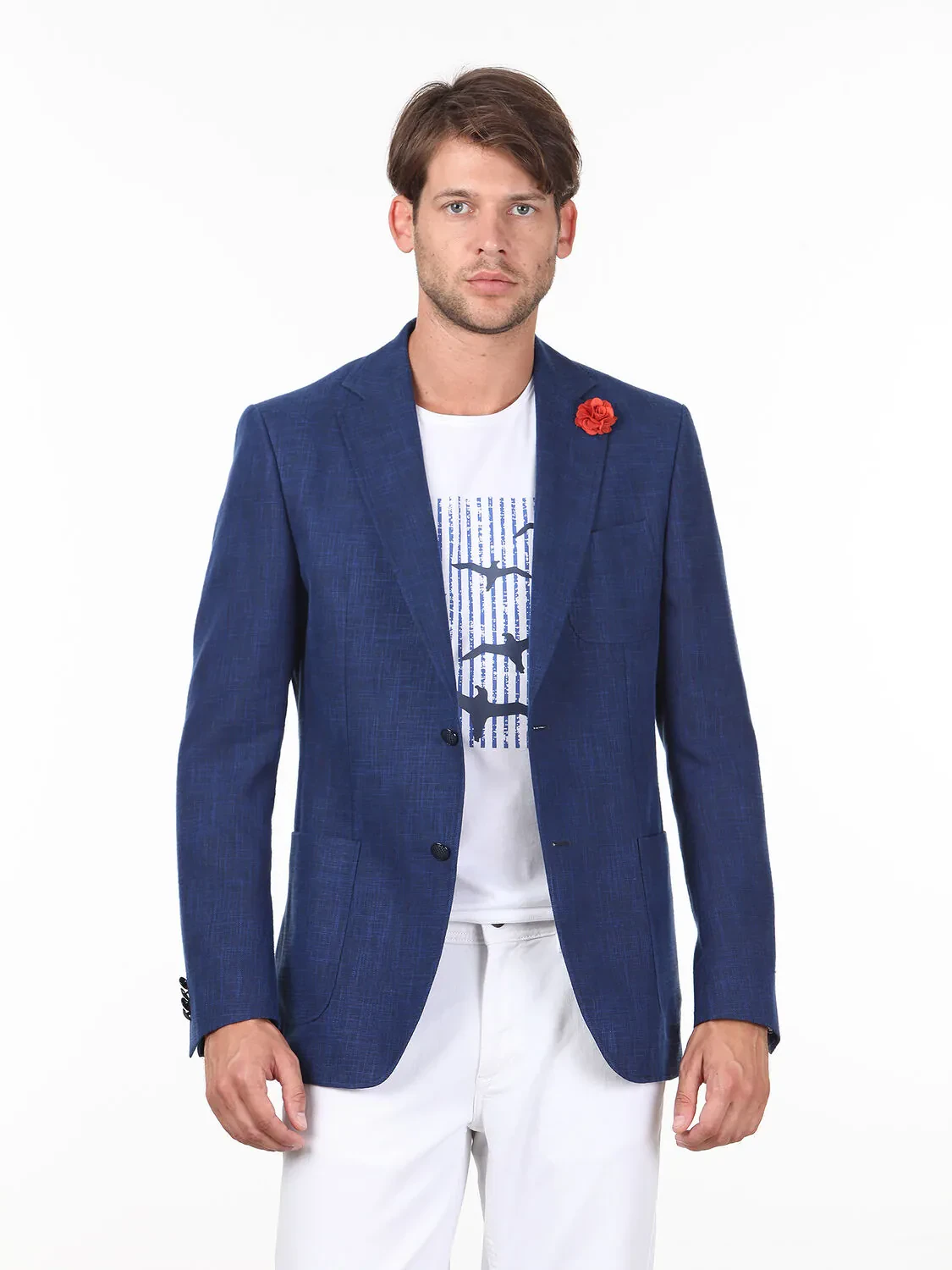 Saks Desenli Modern Fit Yün Karışımlı Ceket - 1