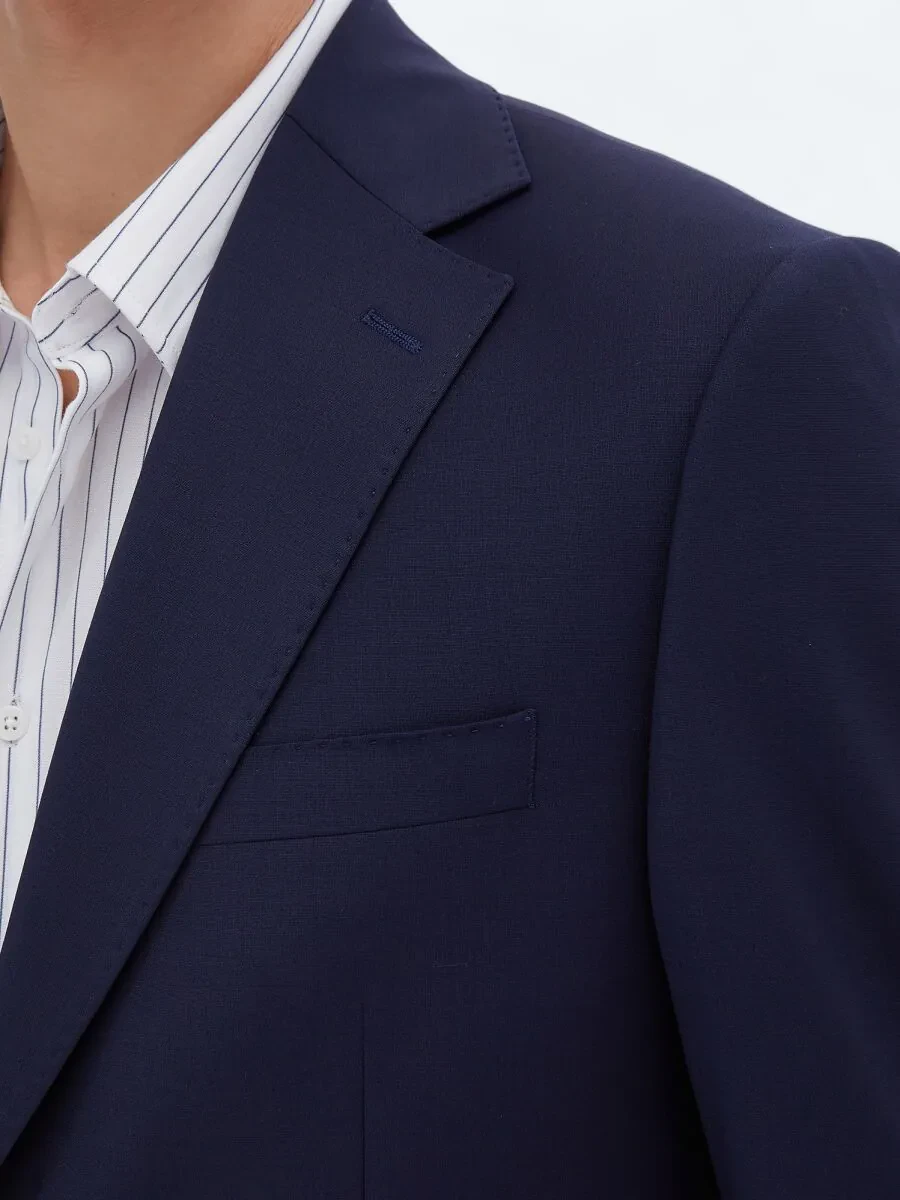 Saks Düz Modern Fit Yün Karışımlı Takım Elbise - 5