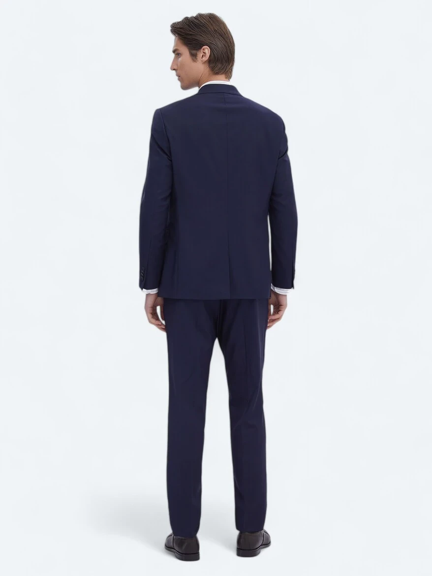 Saks Düz Modern Fit Yün Karışımlı Takım Elbise - 6