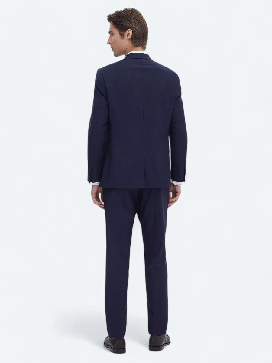 Saks Düz Modern Fit Yün Karışımlı Takım Elbise - 6
