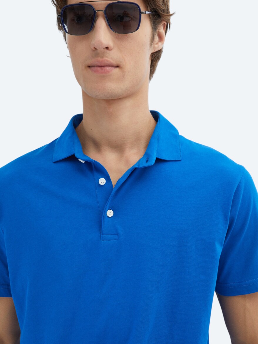 Saks Düz Polo Yaka %100 Pamuk T-Shirt - 5