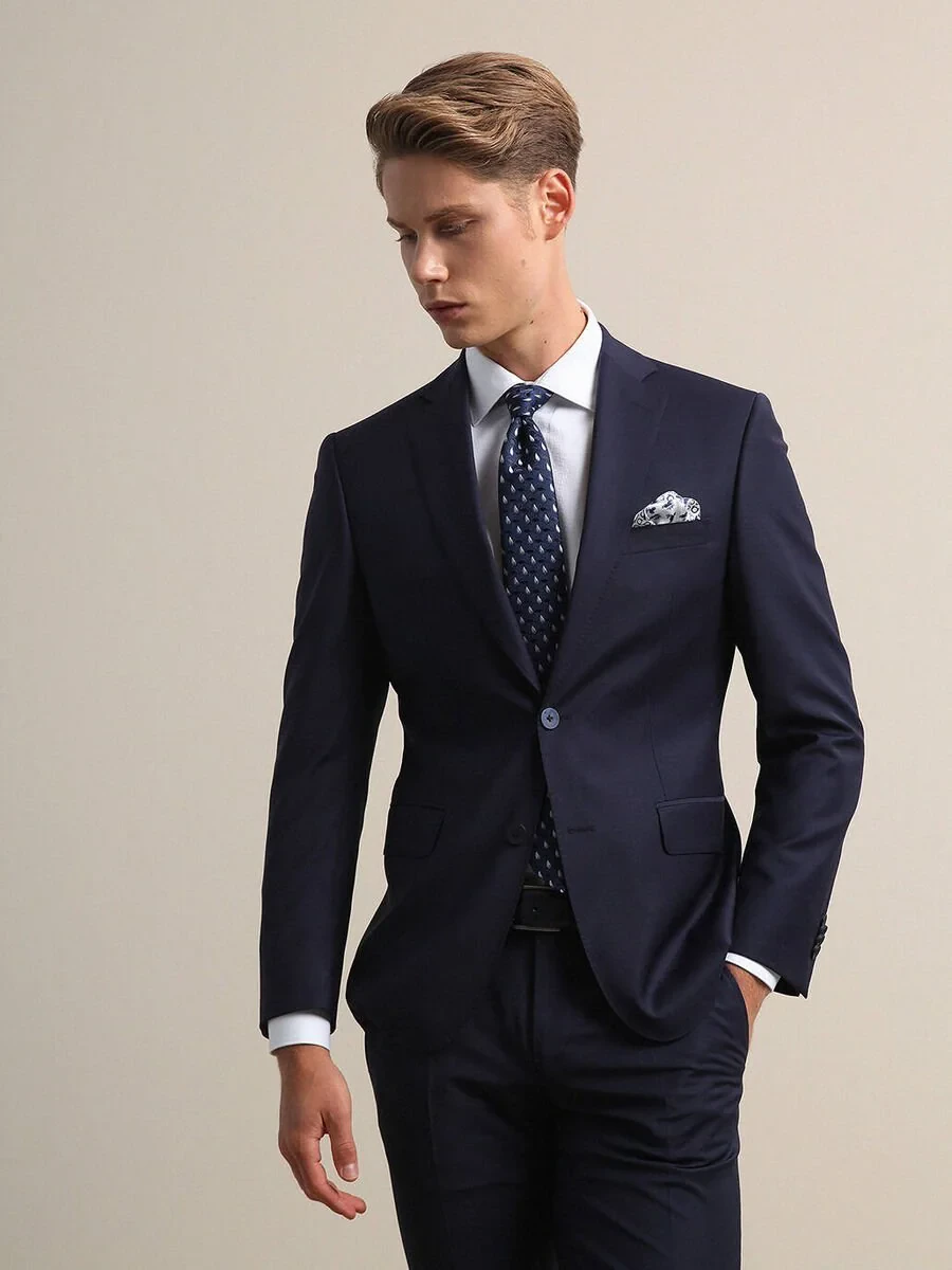 Saks Modern Fit Wool Blended Suit - 4