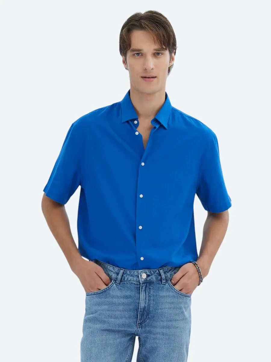 Saks Oversize Fit Weaving Casual 100% Cotton Shirt - 1