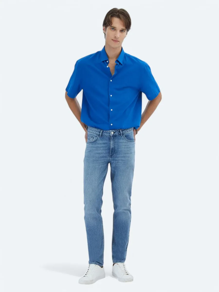 Saks Oversize Fit Weaving Casual 100% Cotton Shirt - 2