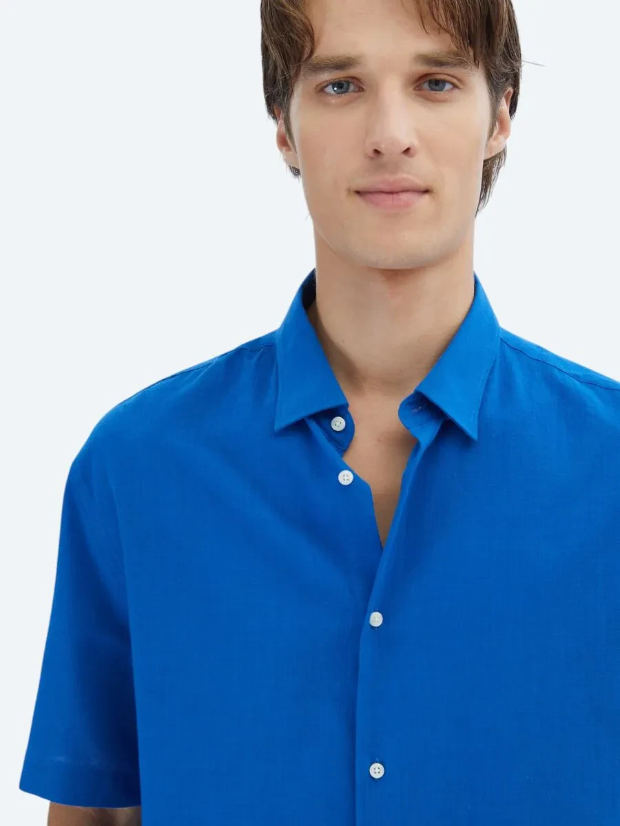 Saks Oversize Fit Weaving Casual 100% Cotton Shirt - 3