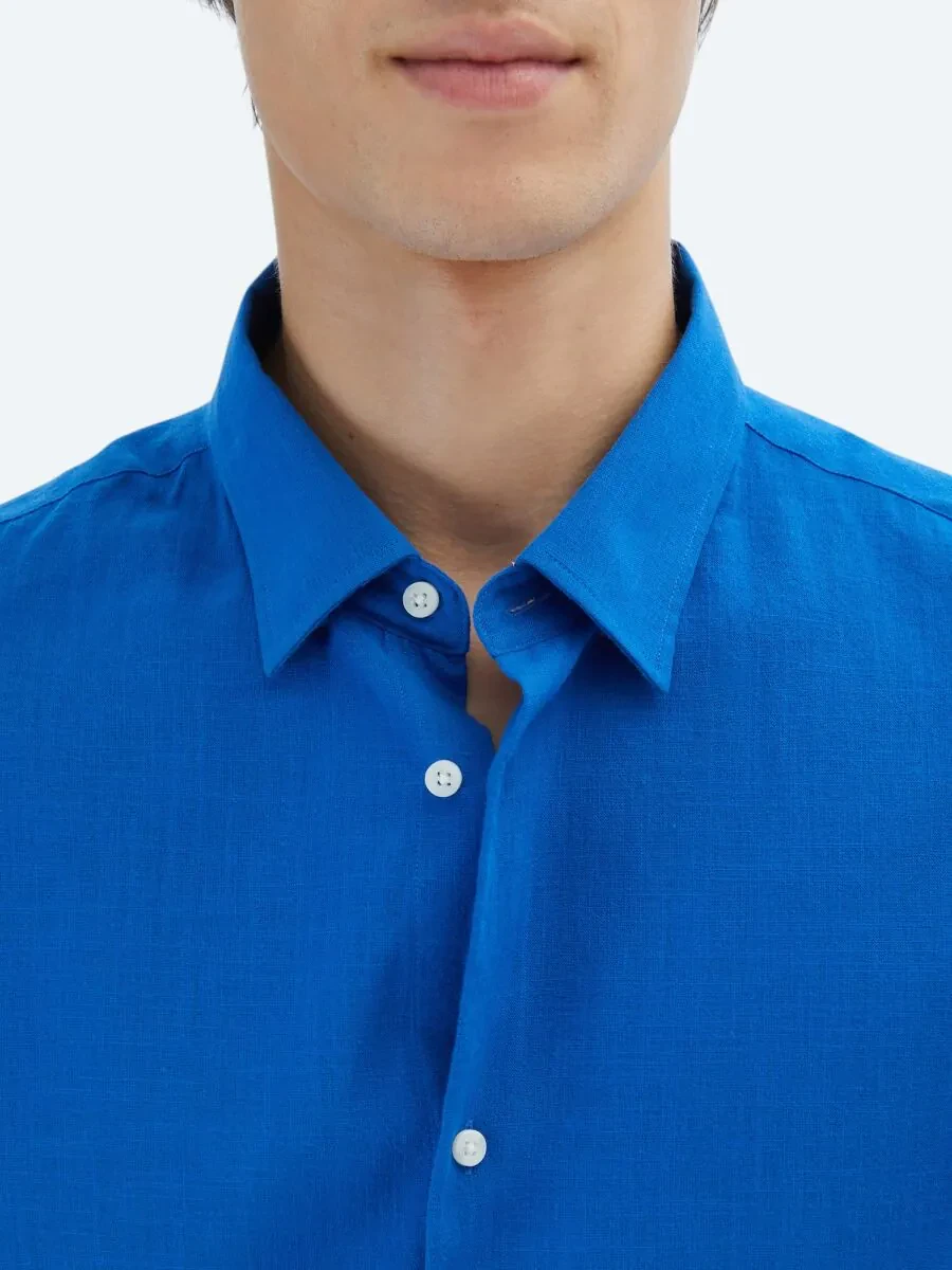 Saks Oversize Fit Weaving Casual 100% Cotton Shirt - 4