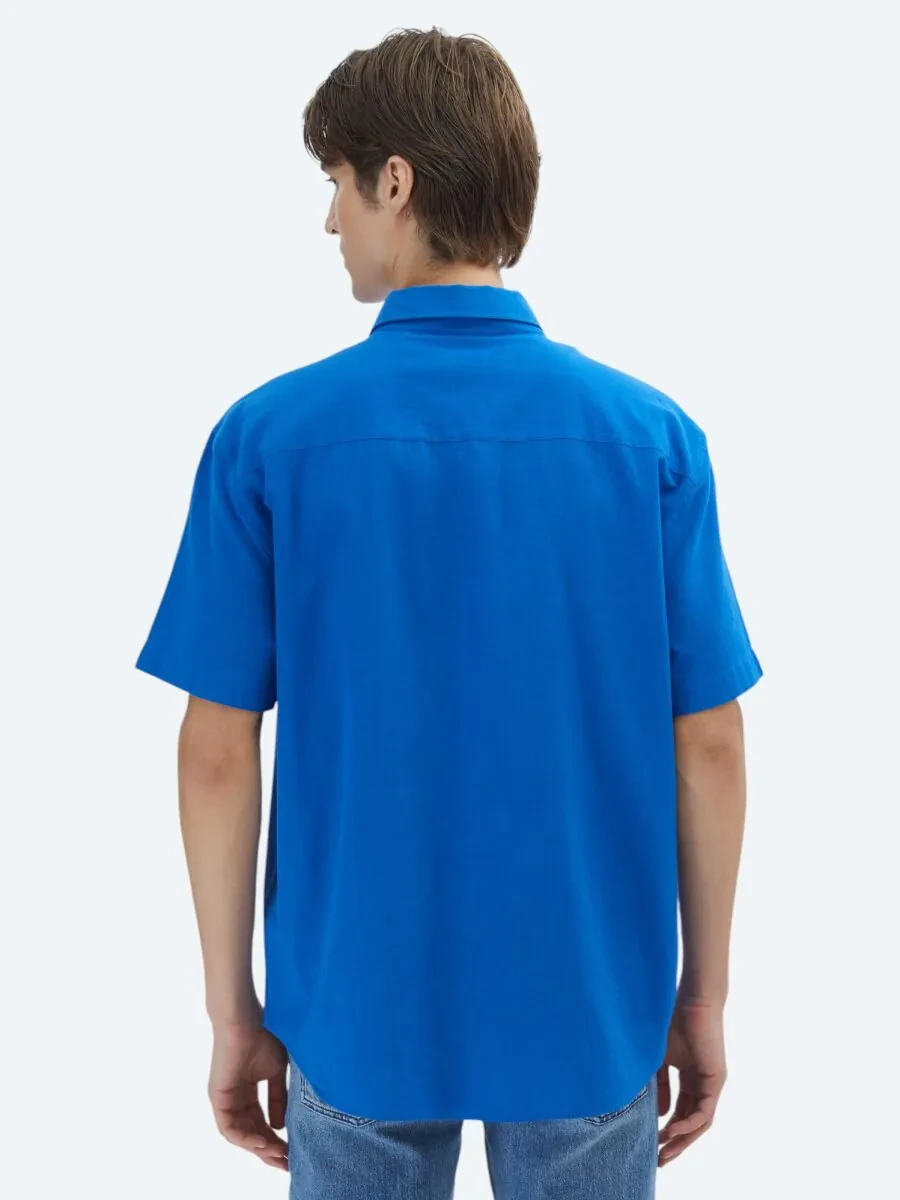 Saks Oversize Fit Weaving Casual 100% Cotton Shirt - 5