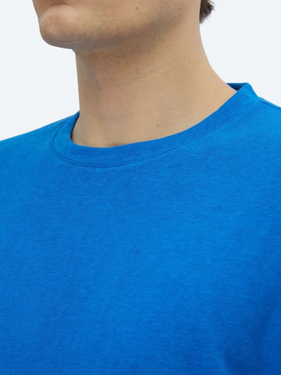 Saks Plain Crew Neck Cotton Blended T-Shirt - 4