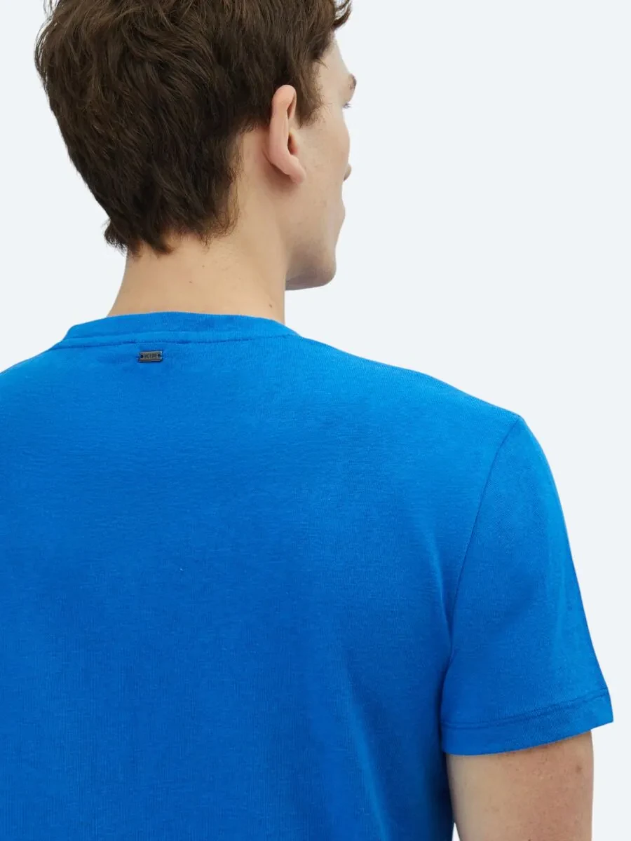 Saks Plain Crew Neck Cotton Blended T-Shirt - 5