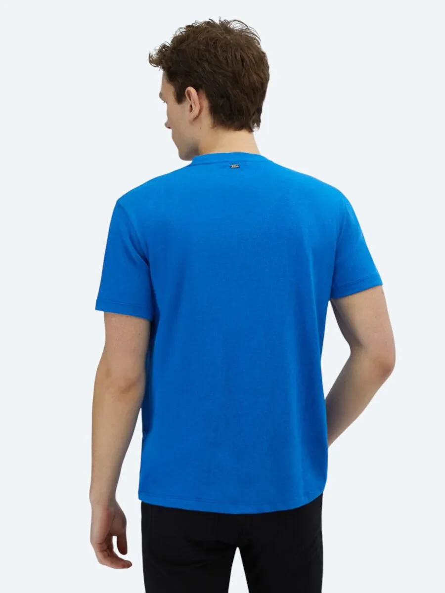 Saks Plain Crew Neck Cotton Blended T-Shirt - 6