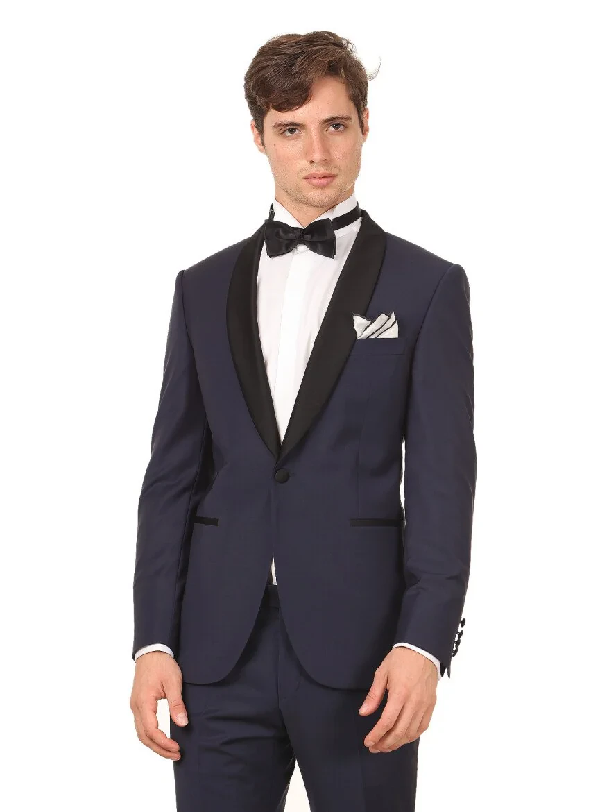 Saks Plain Modern Fit Shawl Collar Weaving Tuxedo - 1