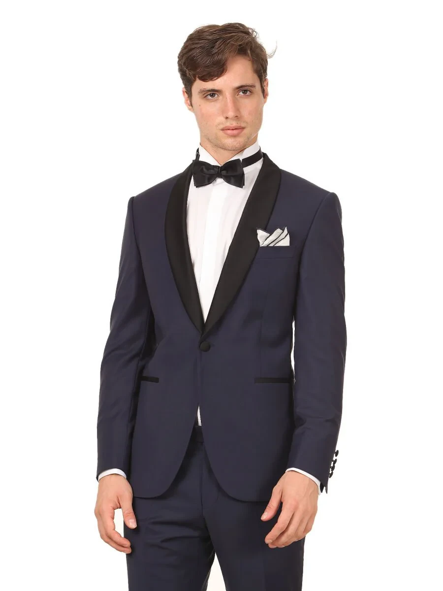 Saks Plain Modern Fit Shawl Collar Weaving Tuxedo - 1