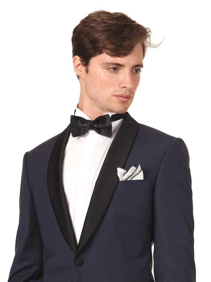 Saks Plain Modern Fit Shawl Collar Weaving Tuxedo - 2