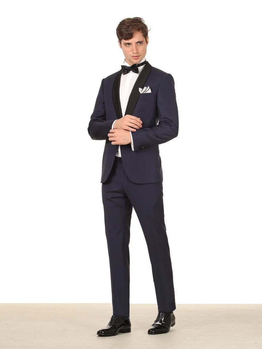 Saks Plain Modern Fit Shawl Collar Weaving Tuxedo - 3