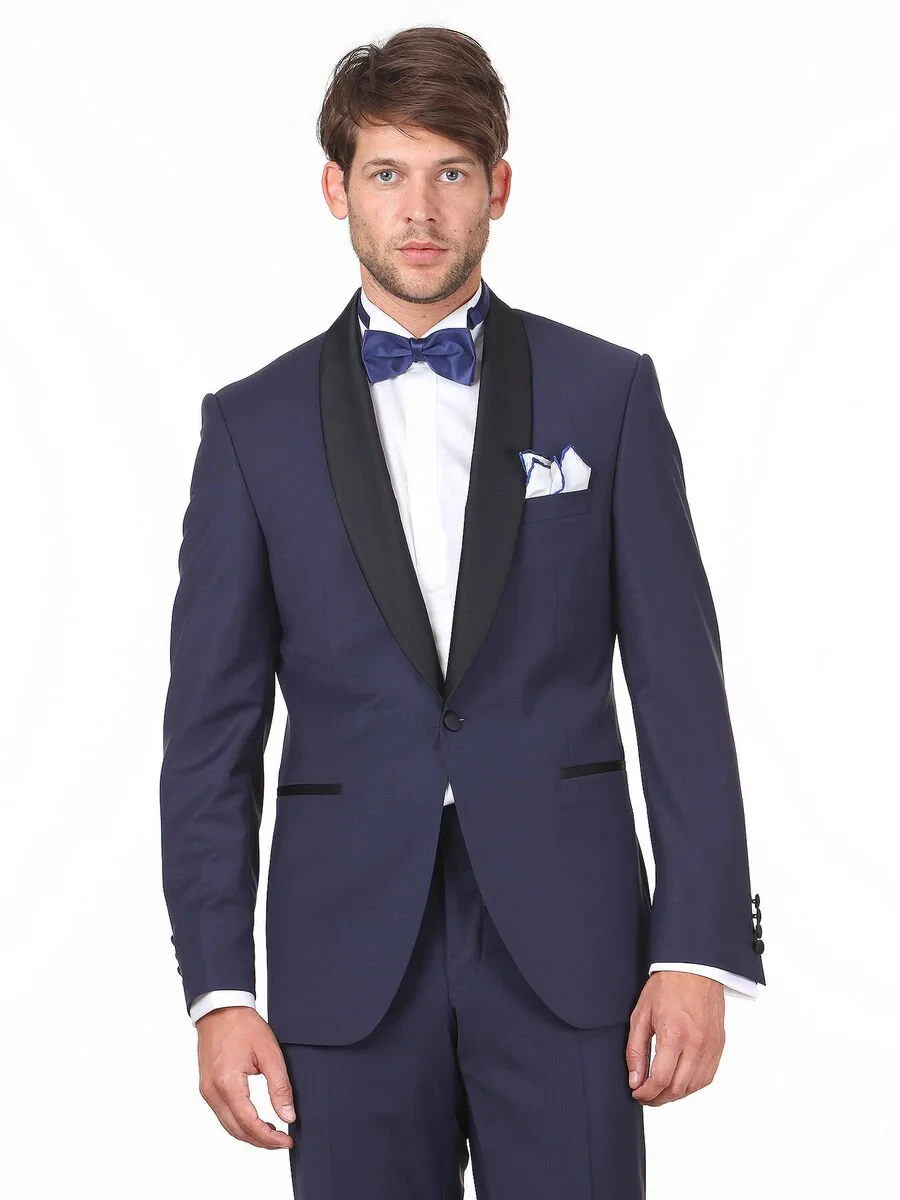 Saks Plain Modern Fit Shawl Collar Weaving Tuxedo - 1