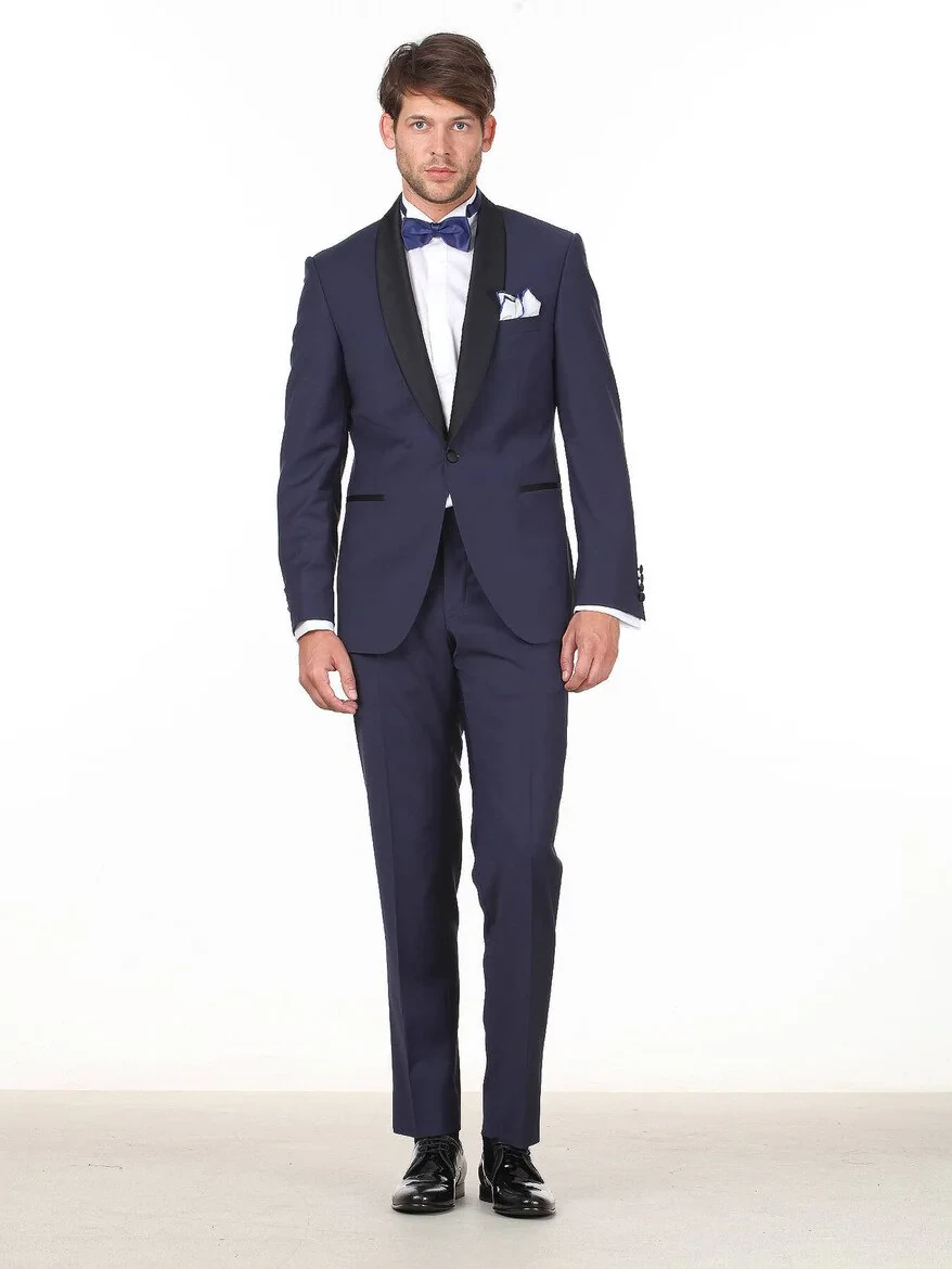 Saks Plain Modern Fit Shawl Collar Weaving Tuxedo - 3