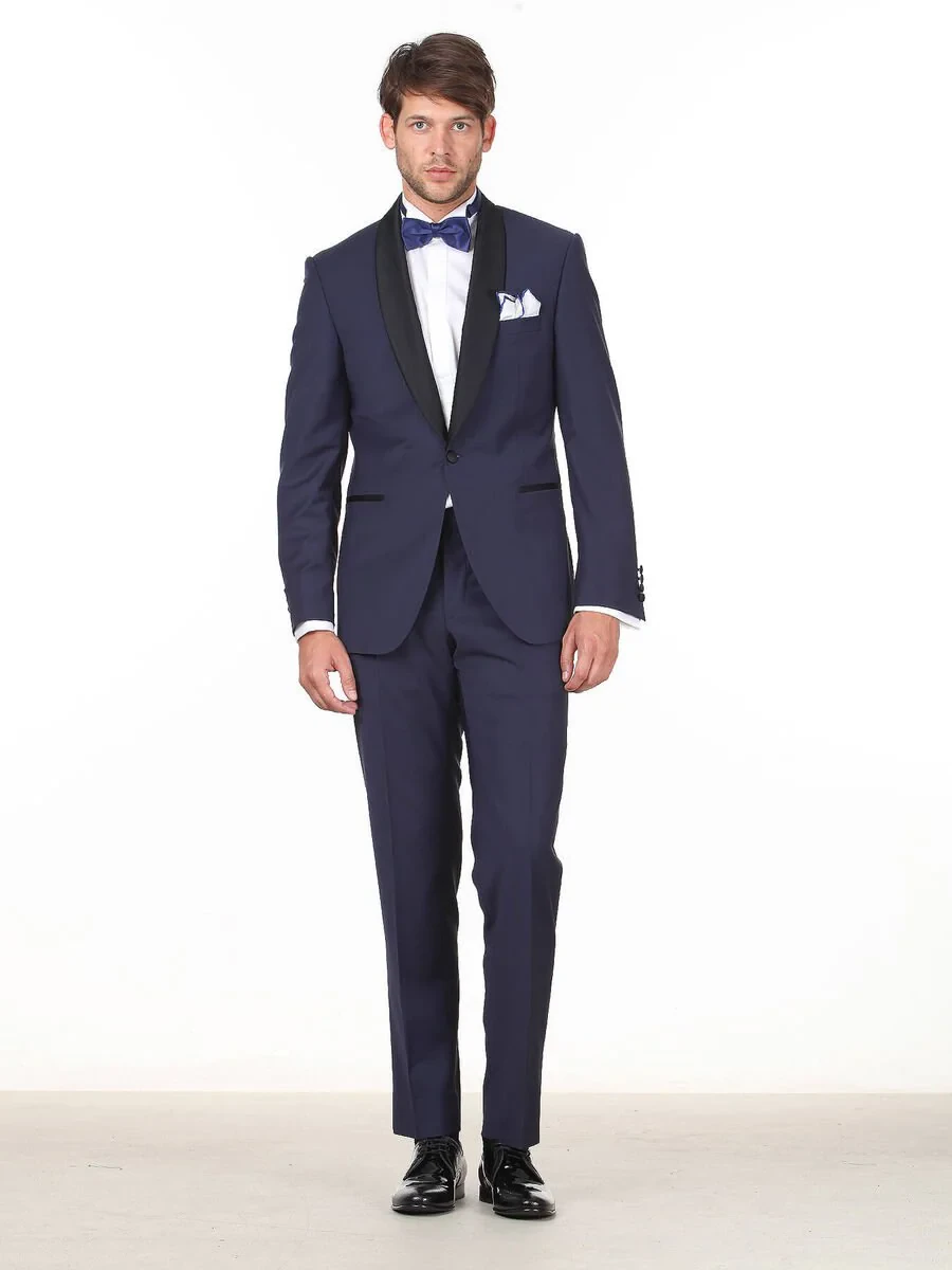 Saks Plain Modern Fit Shawl Collar Weaving Tuxedo - 3