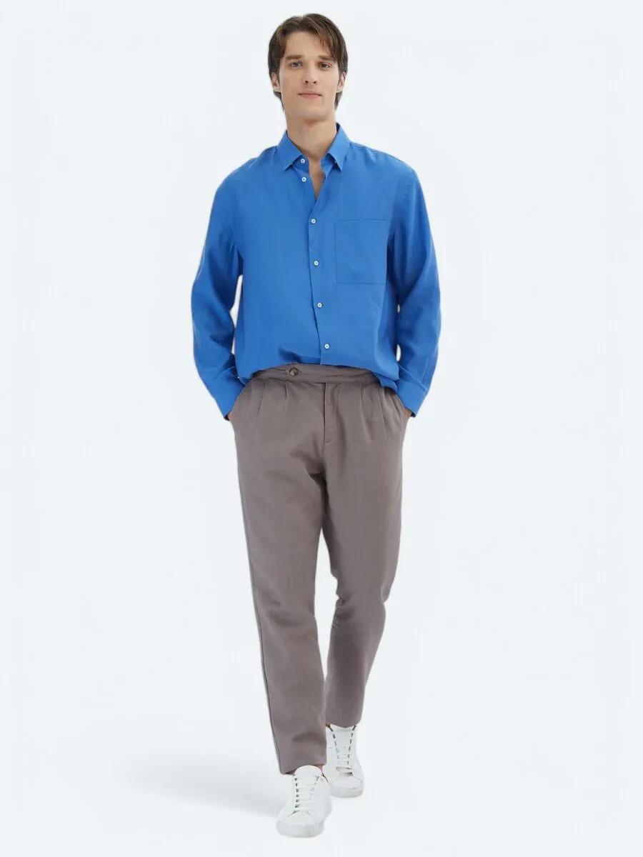 Saks Plain Oversize Fit Weaving Casual Shirt - 2