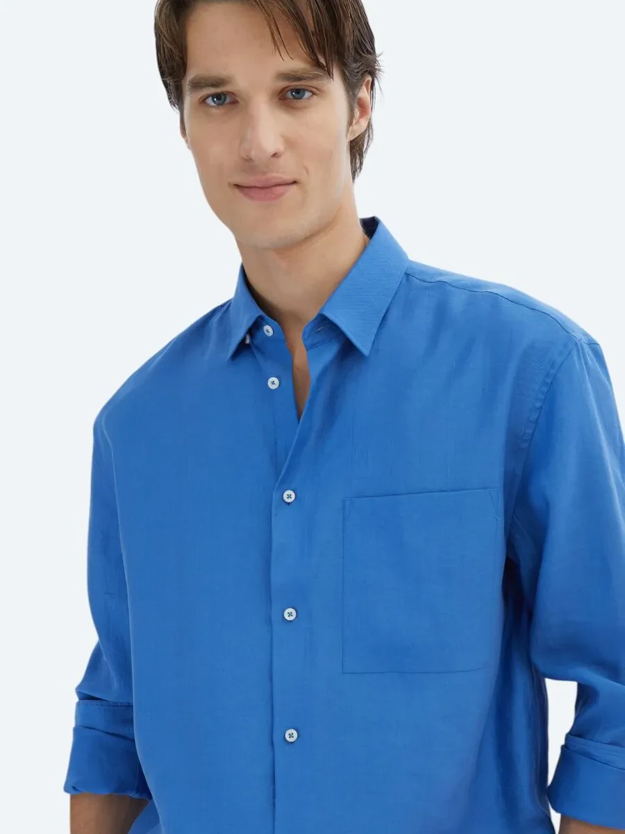 Saks Plain Oversize Fit Weaving Casual Shirt - 4